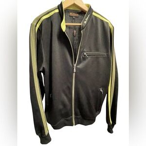 🖤NWOT Ben Sherman Black Jacket with Olive/Lime sleeve Stripes. Size 3